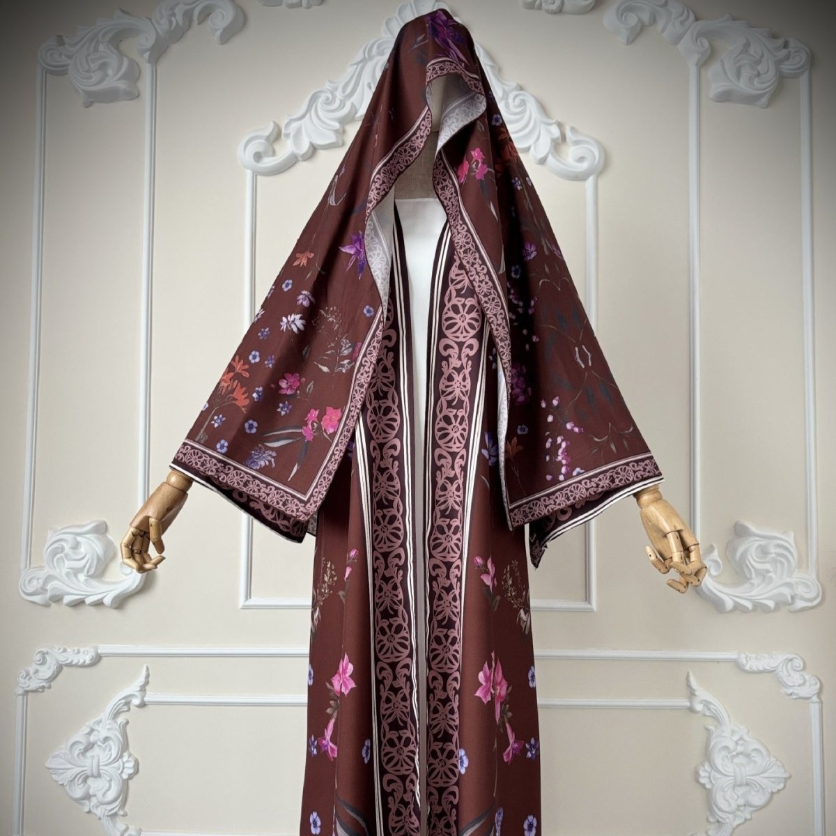 Floral Printed Abaya Set with Hijab (MOA267)