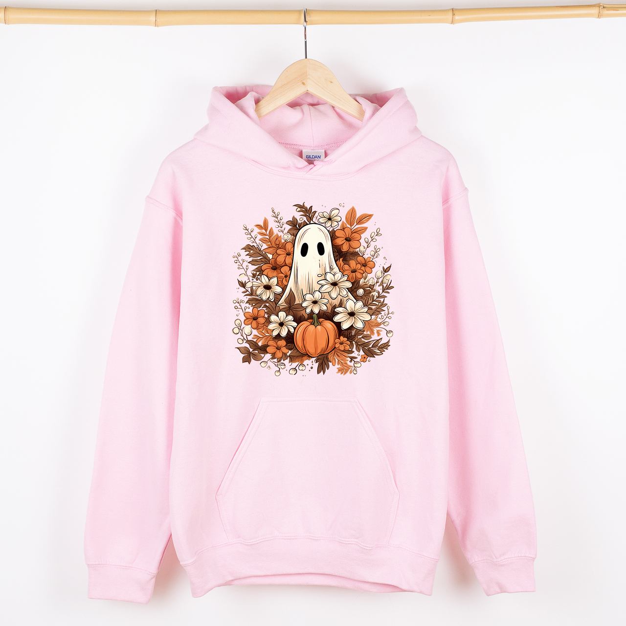 Floral Ghost Vintage Halloween Witch Spooky Raven Crow Artwork Moonlit Shadows Graphic Hoodie