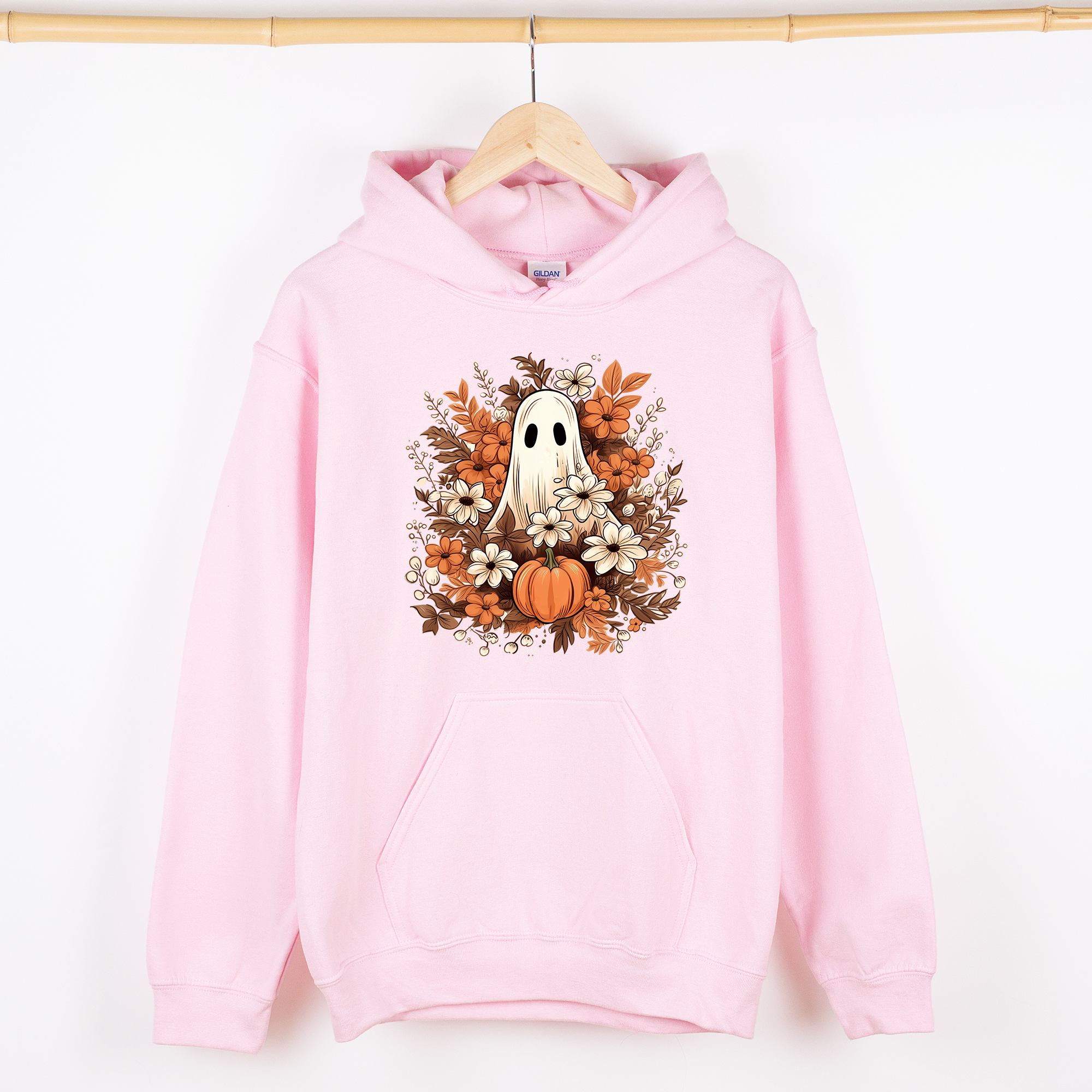Floral Ghost Vintage Halloween Witch Spooky Raven Crow Artwork Moonlit Shadows Graphic Hoodie