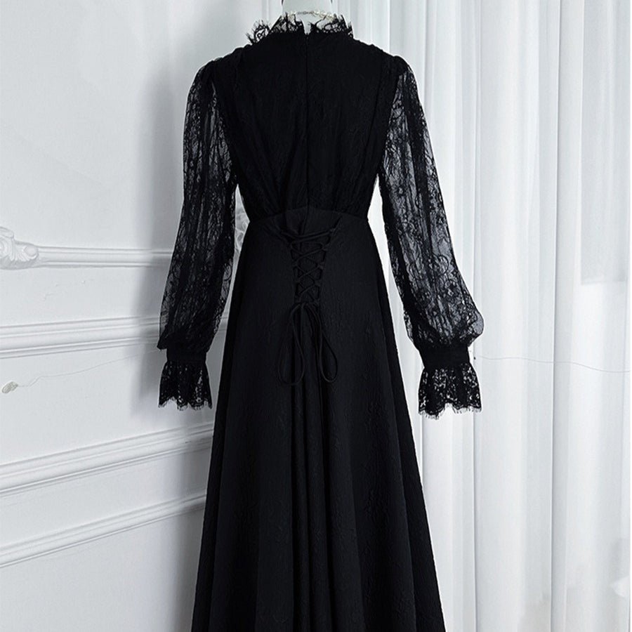 French Lace V-Neck Maxi Dress(MS361)