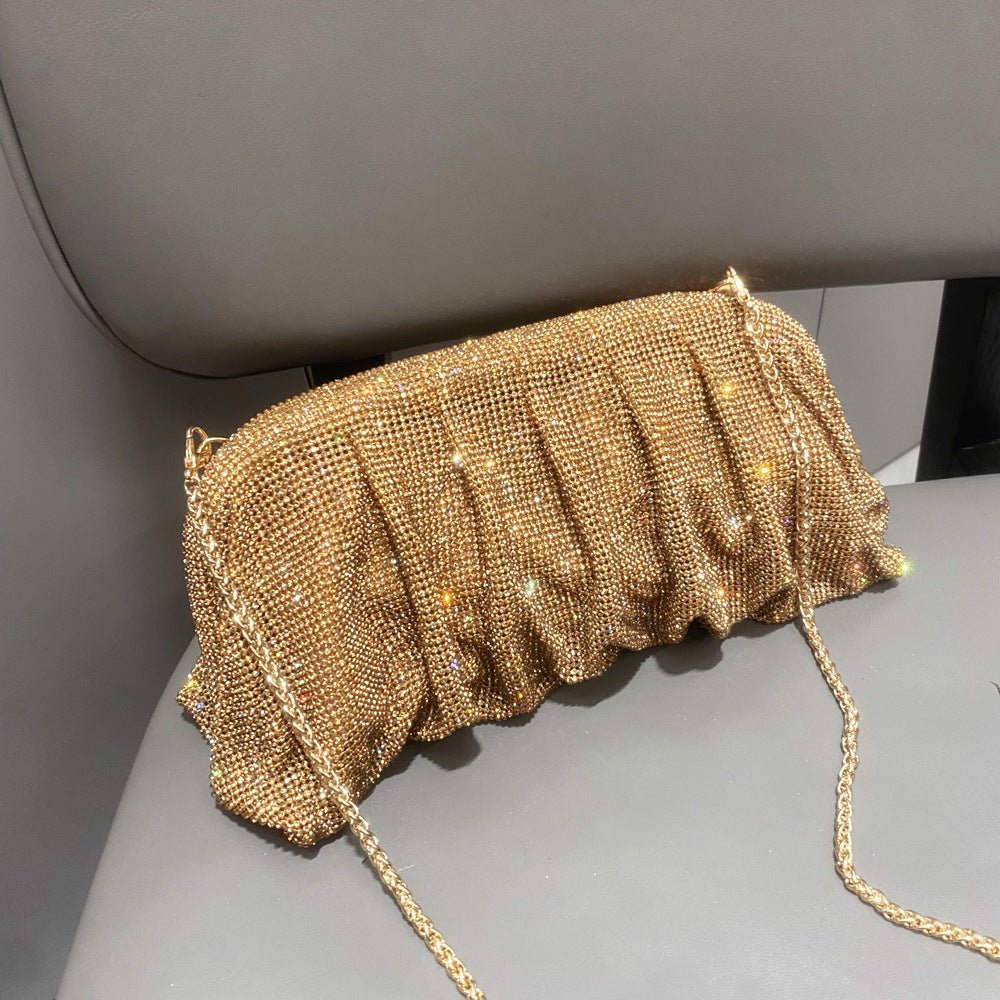 Full of Diamond Pleated Clouds Dinner Bag One Shoulder Crossbody Clamp Women's Bag (MAC257)