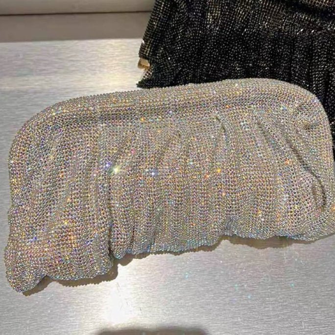 Full of Diamond Pleated Clouds Dinner Bag One Shoulder Crossbody Clamp Women's Bag (MAC257)