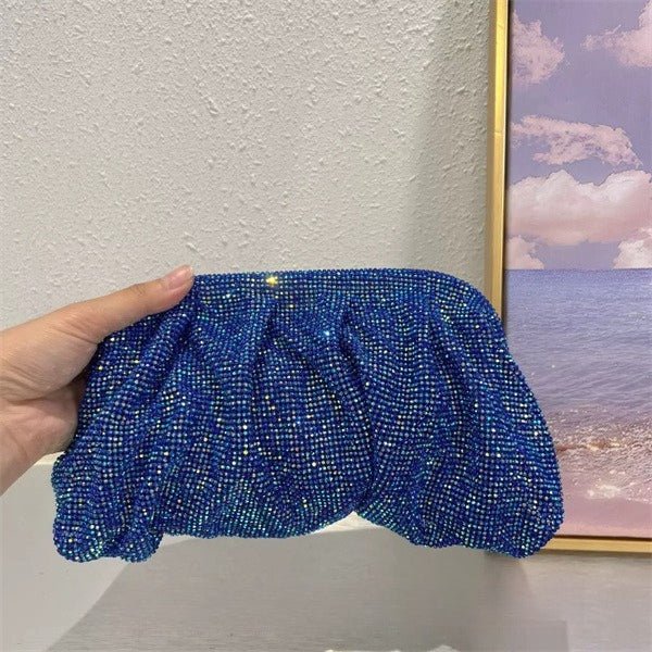 Full of Diamond Pleated Clouds Dinner Bag One Shoulder Crossbody Clamp Women's Bag (MAC257)
