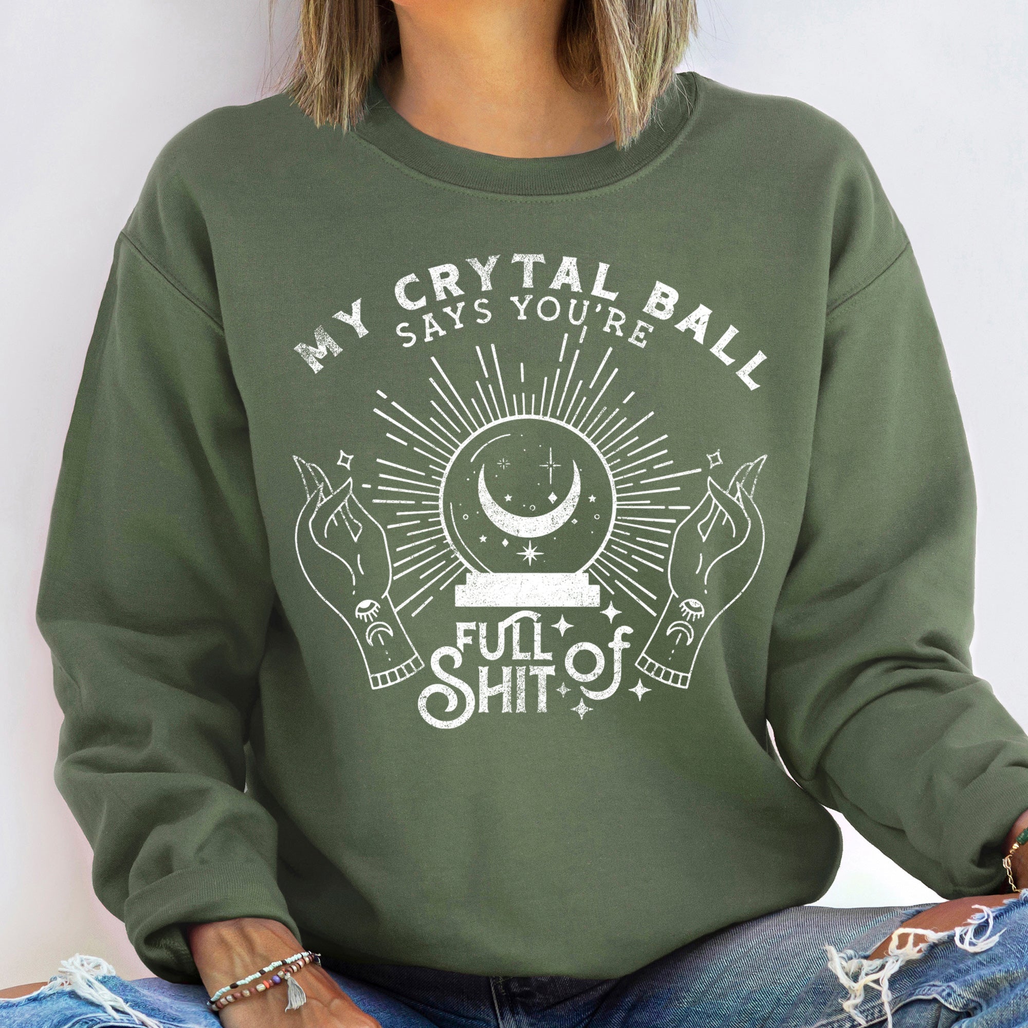My Crystal Ball Vintage Halloween Fortune Telling Mystic Night Illustration Sweatshirt