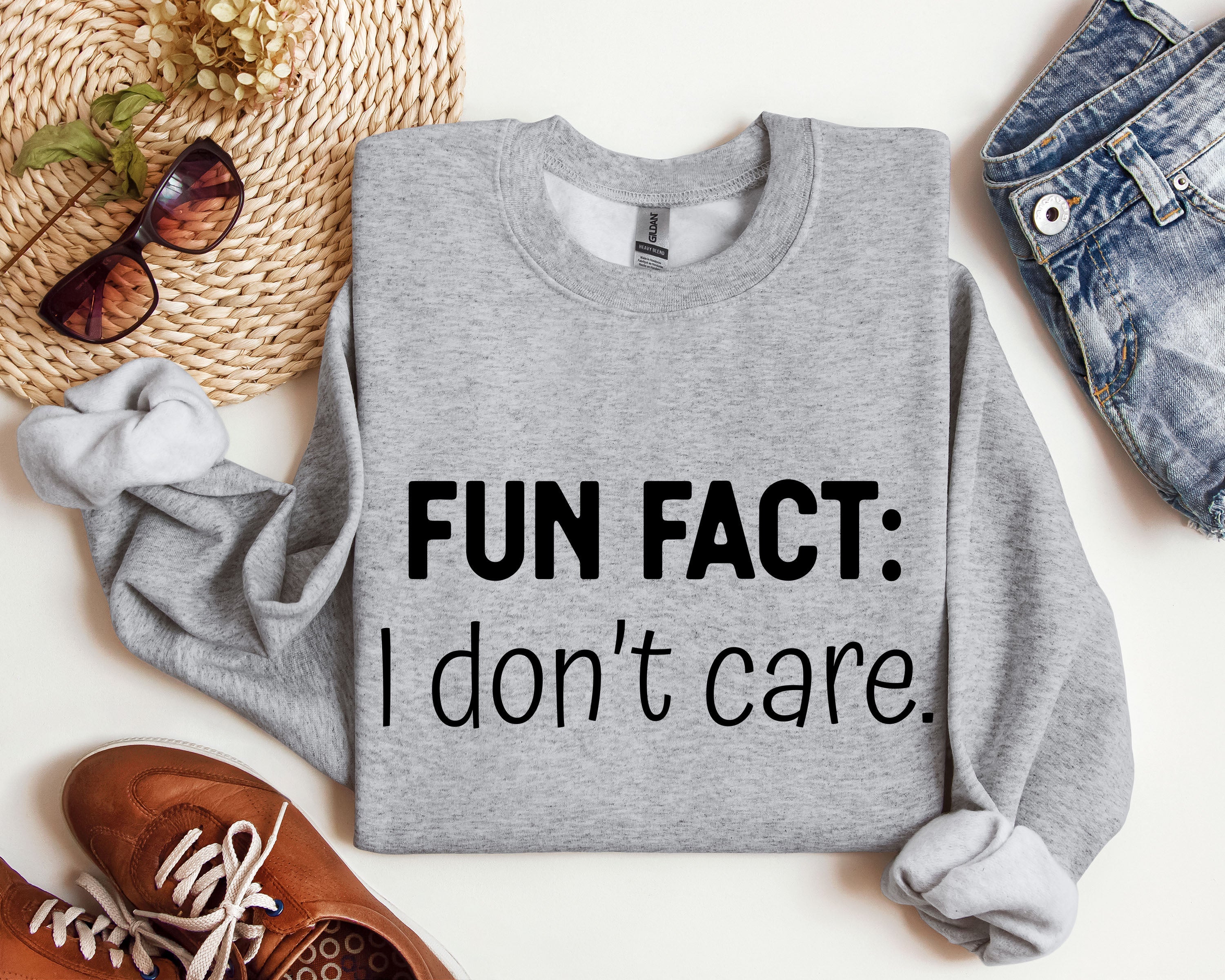 Fun Fact I Don't Care Sarcastic College Humor Statement Graphic Edition Sweatshirt