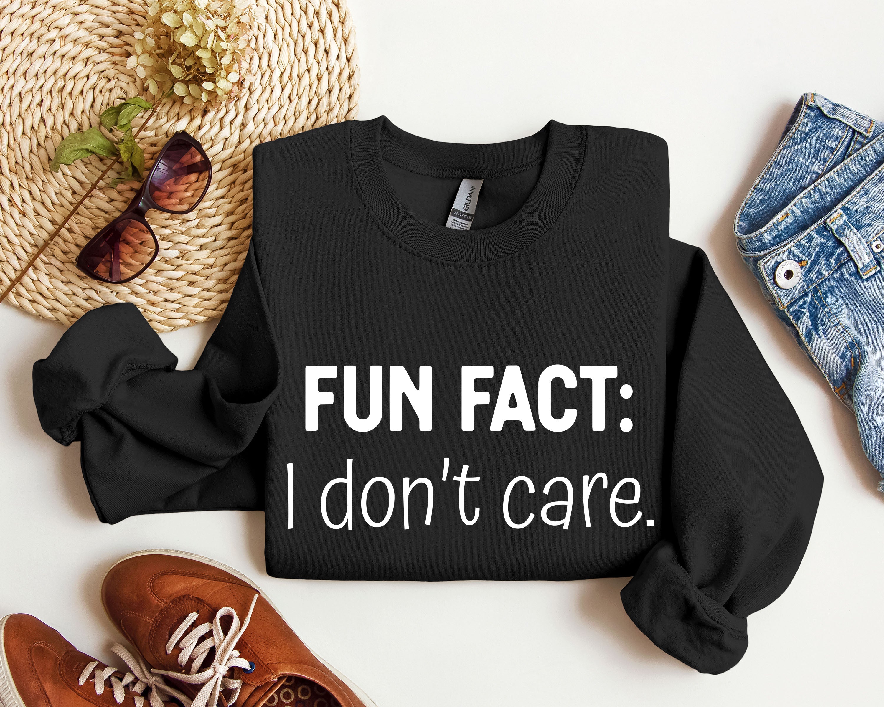 Fun Fact I Don't Care Sarcastic College Humor Statement Graphic Edition Sweatshirt