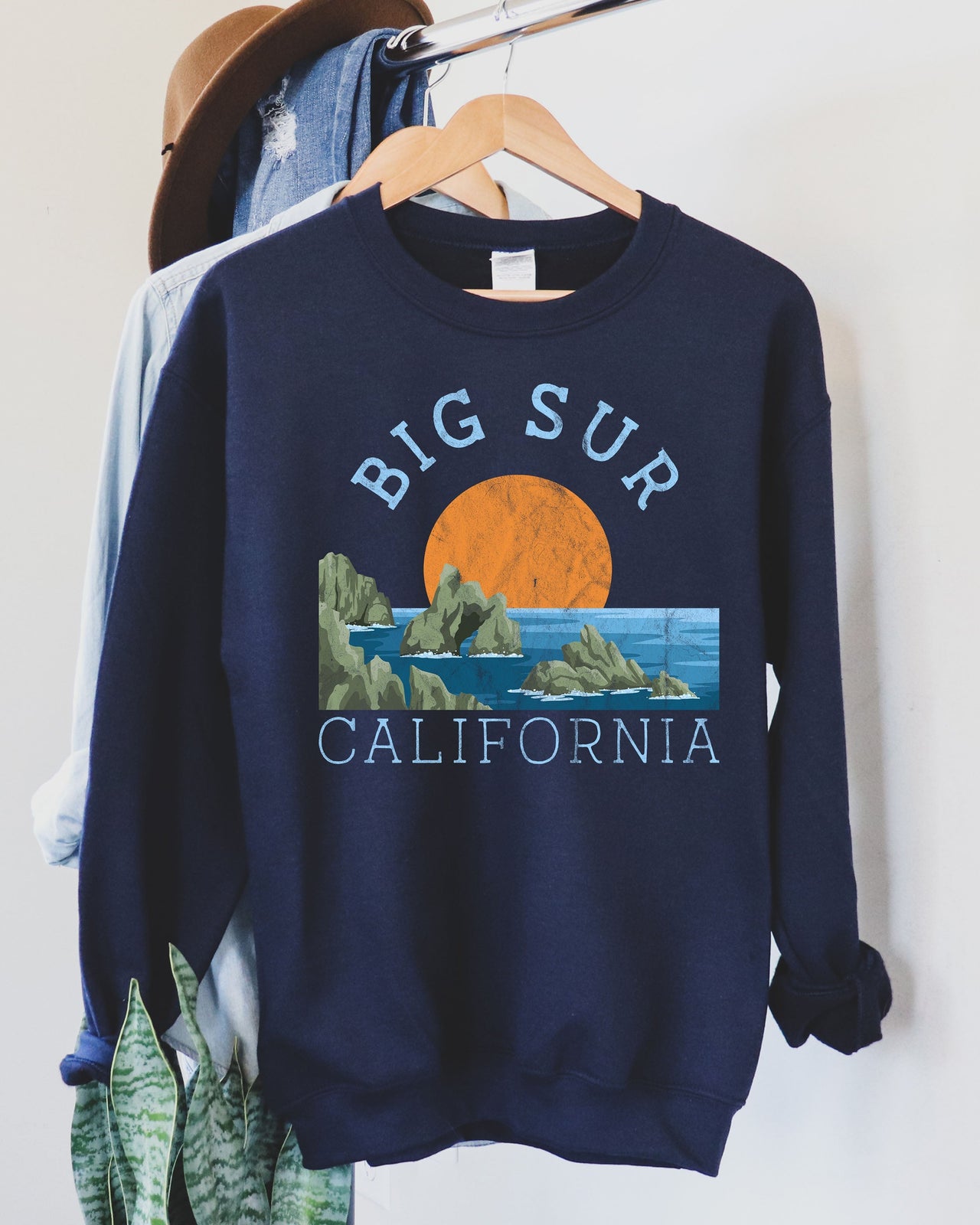 Big Sur National Park Vintage Inspired Scenic Coastline Graphic Adventure Collection Sweatshirt