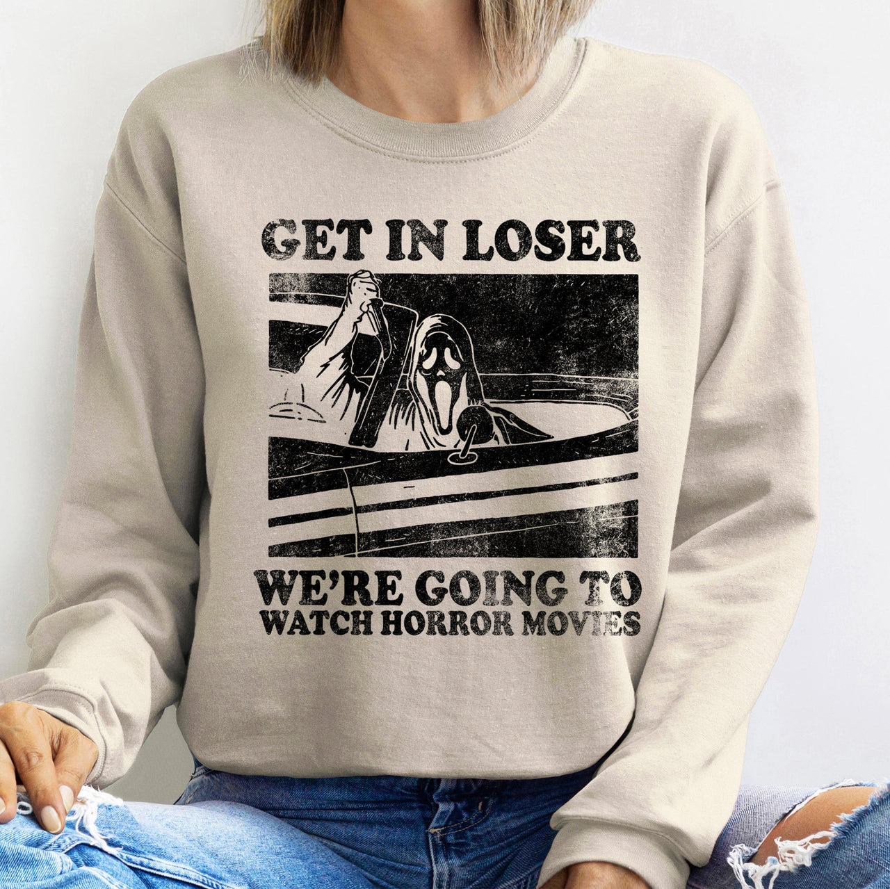 Get In Loser Halloween Fun Sayings Graphic For Halloween Party Lovers And Pop Culture Fans Sweatshirt