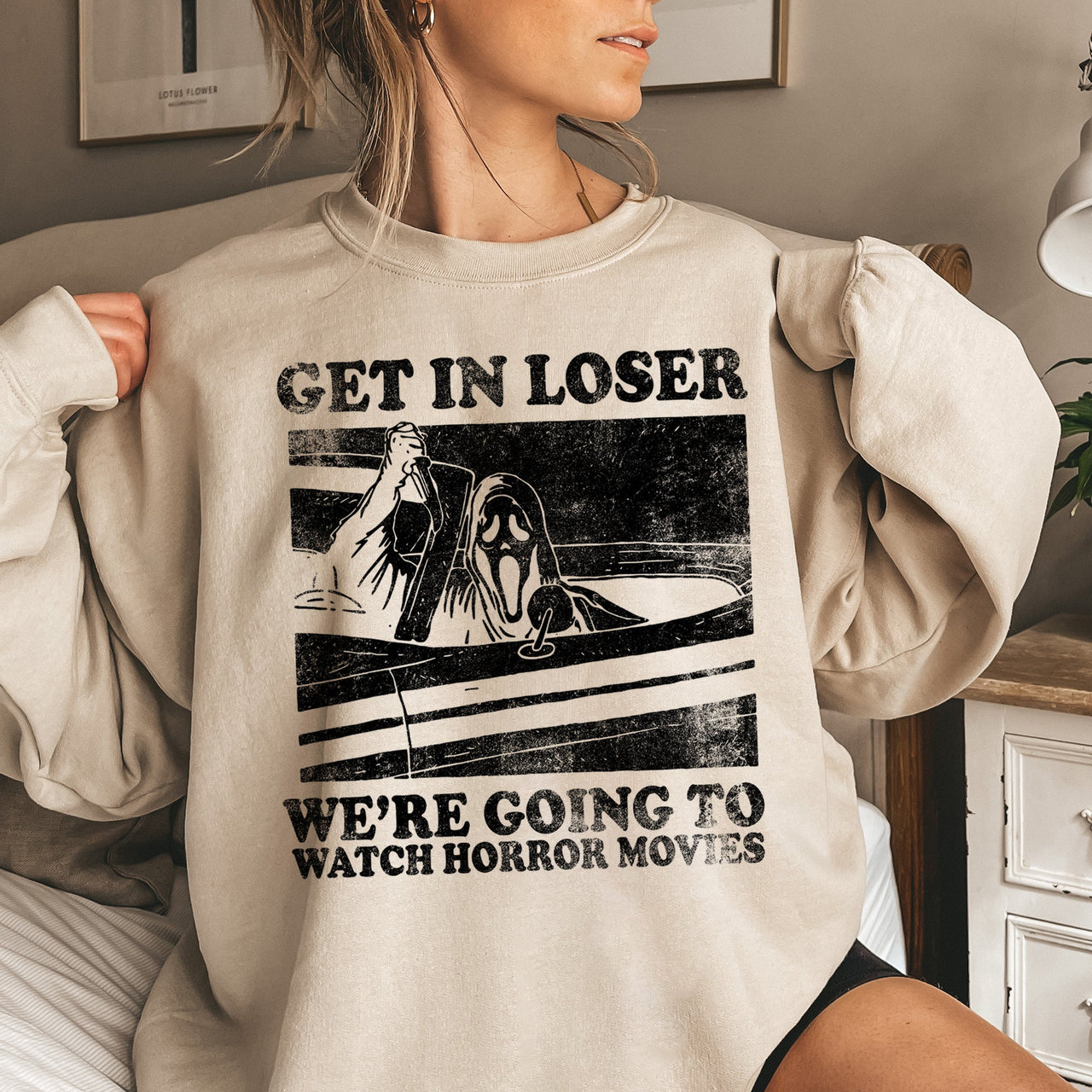 Get In Loser Halloween Fun Sayings Graphic For Halloween Party Lovers And Pop Culture Fans Sweatshirt