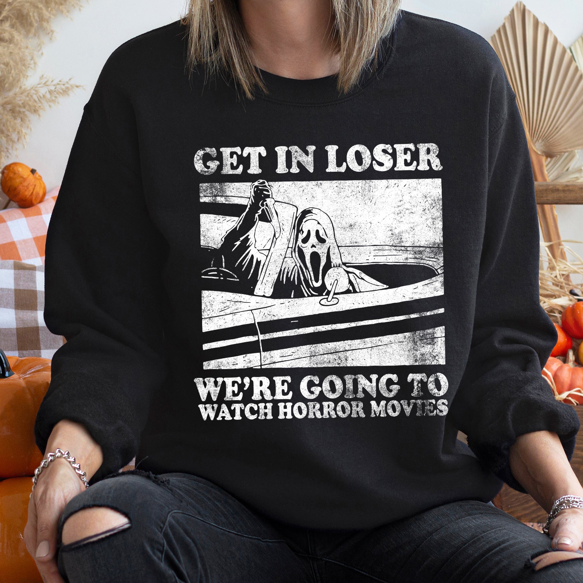Get In Loser Vintage Halloween Spooky Night Edition Graphic Theme Limited Sweatshirt