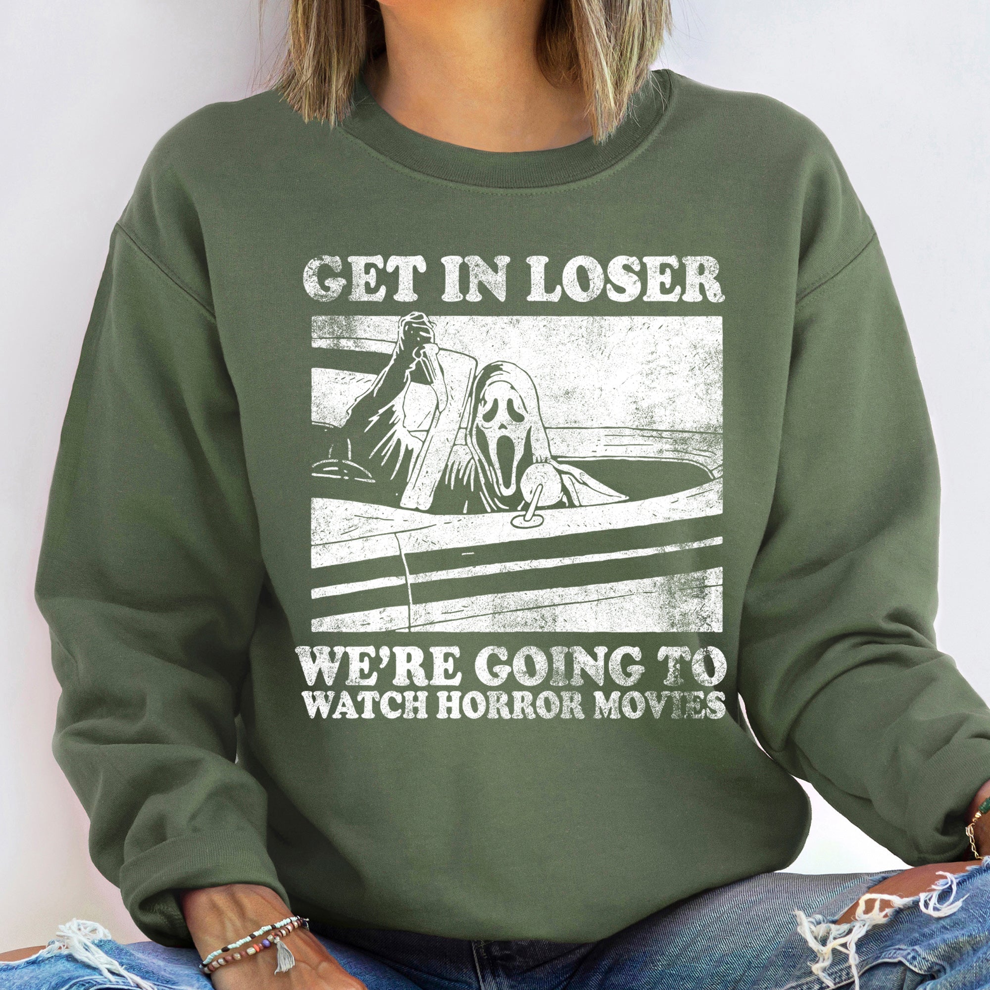 Get In Loser Vintage Halloween Spooky Night Edition Graphic Theme Limited Sweatshirt