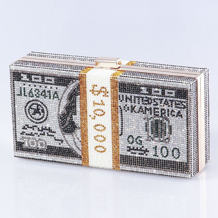 ‌Glamorous Fully Bedazzled Dollar Motif Evening Bag Party Clutch (MAC293)