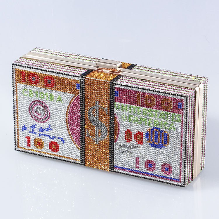 ‌Glamorous Fully Bedazzled Dollar Motif Evening Bag Party Clutch (MAC293)