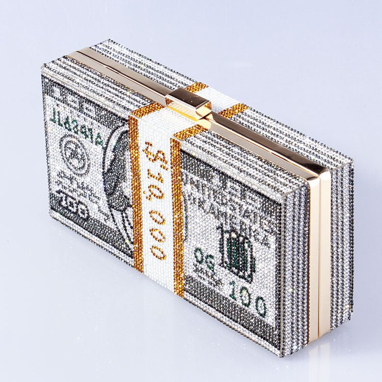 ‌Glamorous Fully Bedazzled Dollar Motif Evening Bag Party Clutch (MAC293)