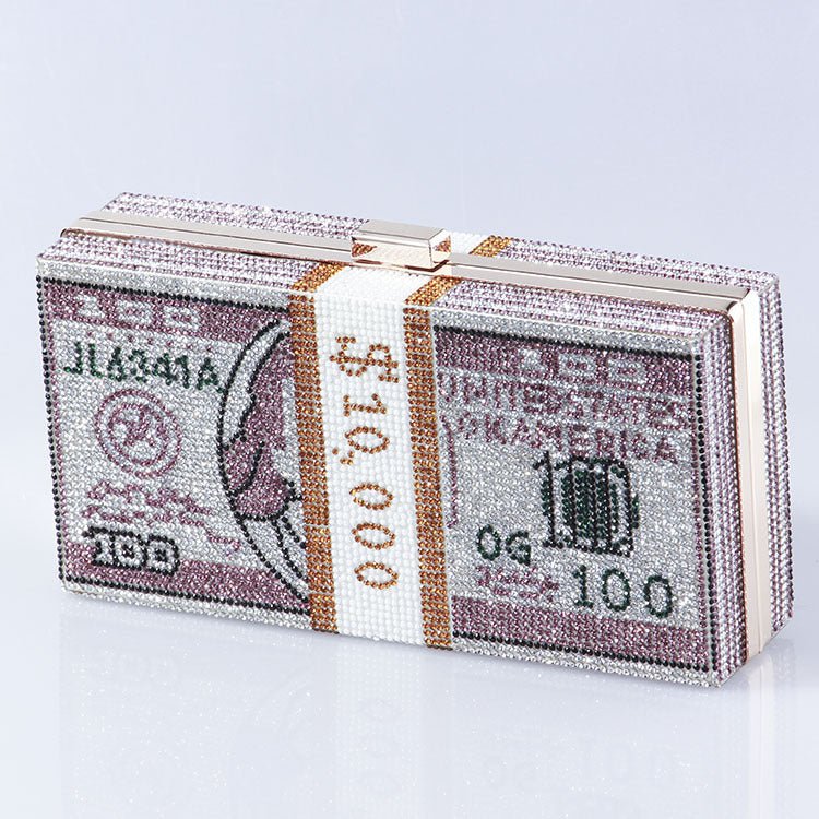 ‌Glamorous Fully Bedazzled Dollar Motif Evening Bag Party Clutch (MAC293)