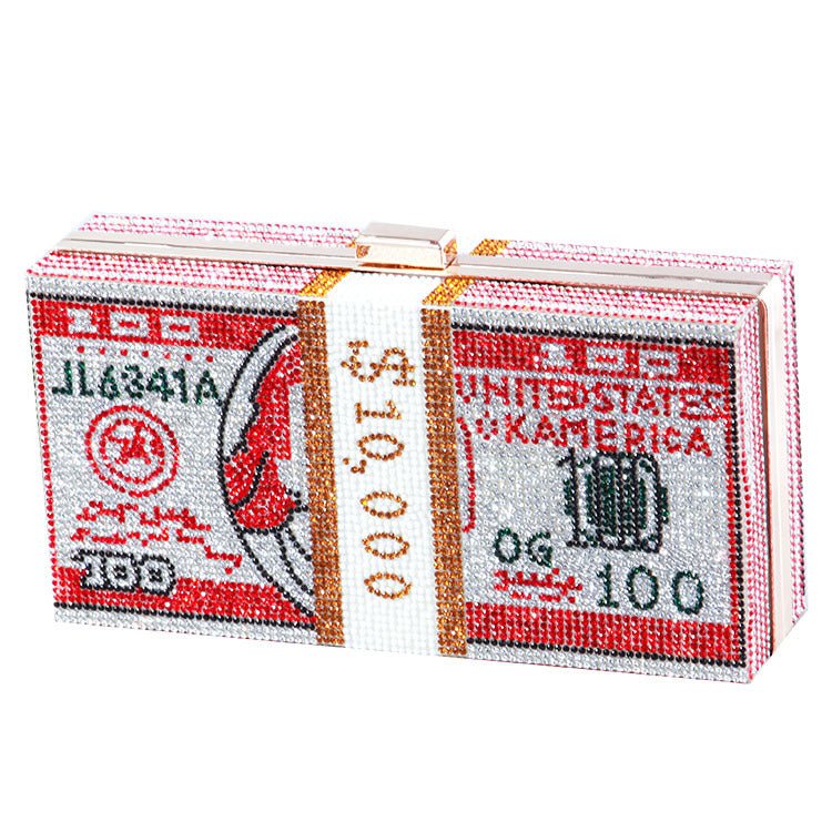 ‌Glamorous Fully Bedazzled Dollar Motif Evening Bag Party Clutch (MAC293)