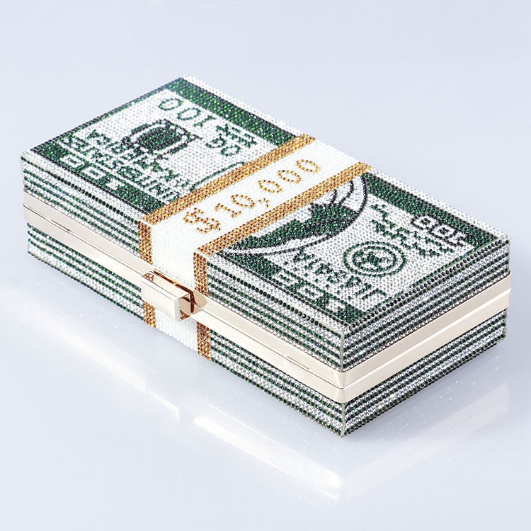 ‌Glamorous Fully Bedazzled Dollar Motif Evening Bag Party Clutch (MAC293)