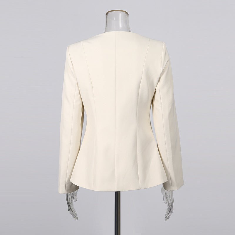Gold Button Blazer & Straight Leg Pants Set (MS398)