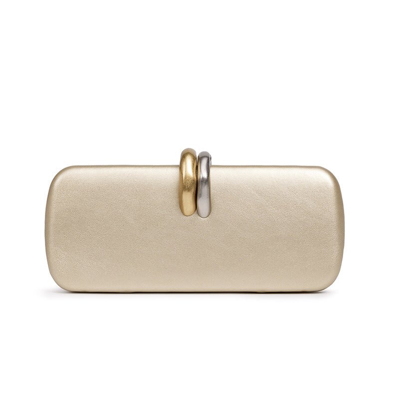 Gold & Silver Accent Structured Clutch Bag(MAC429)