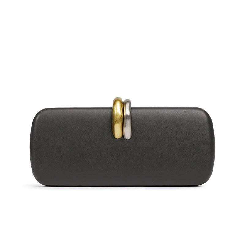 Gold & Silver Accent Structured Clutch Bag(MAC429)