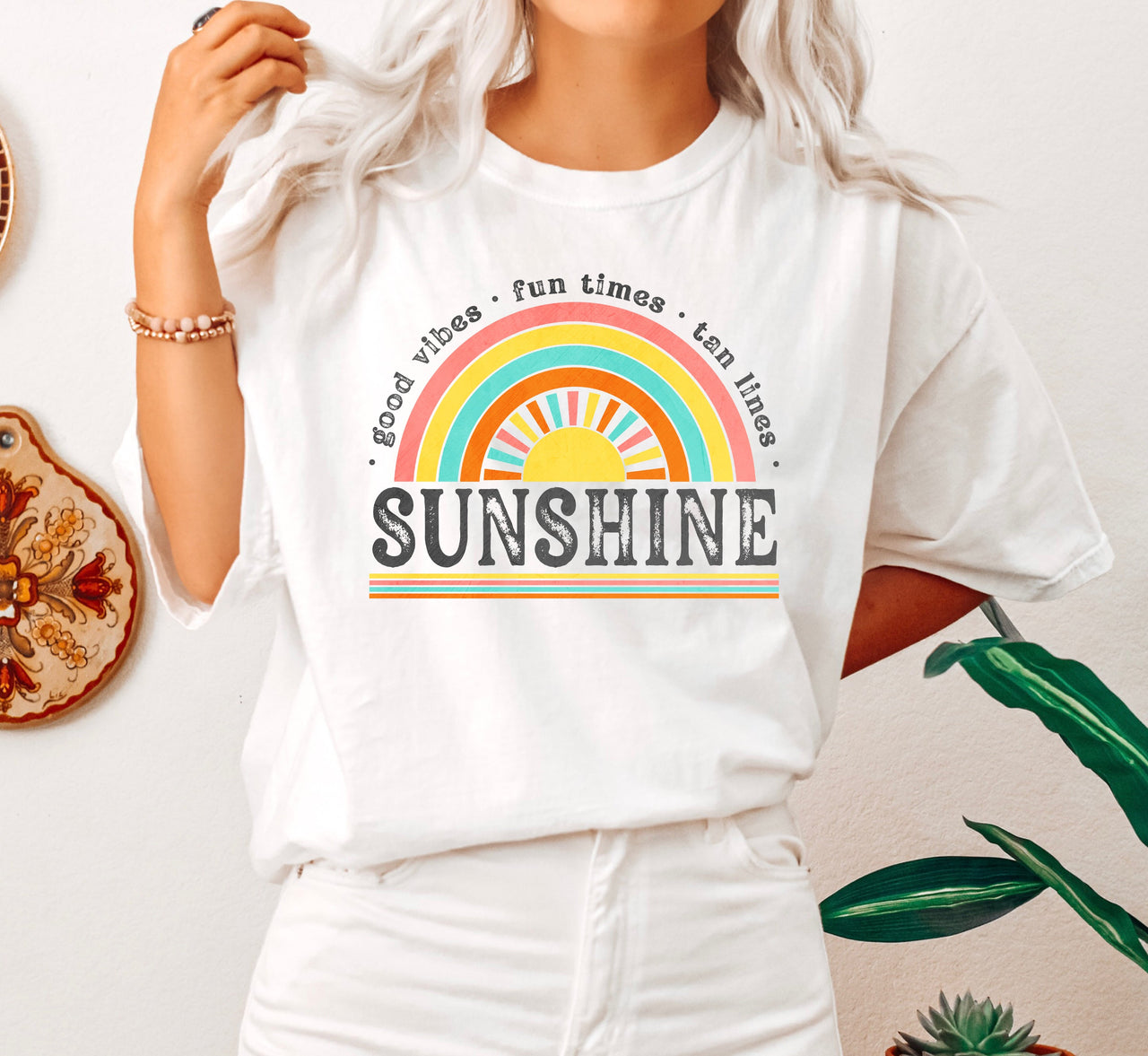 Good Vibes Sunshine Retro Edition Positive Energy Everyday Summer Vibes And Good Times Comfort Colors Tee