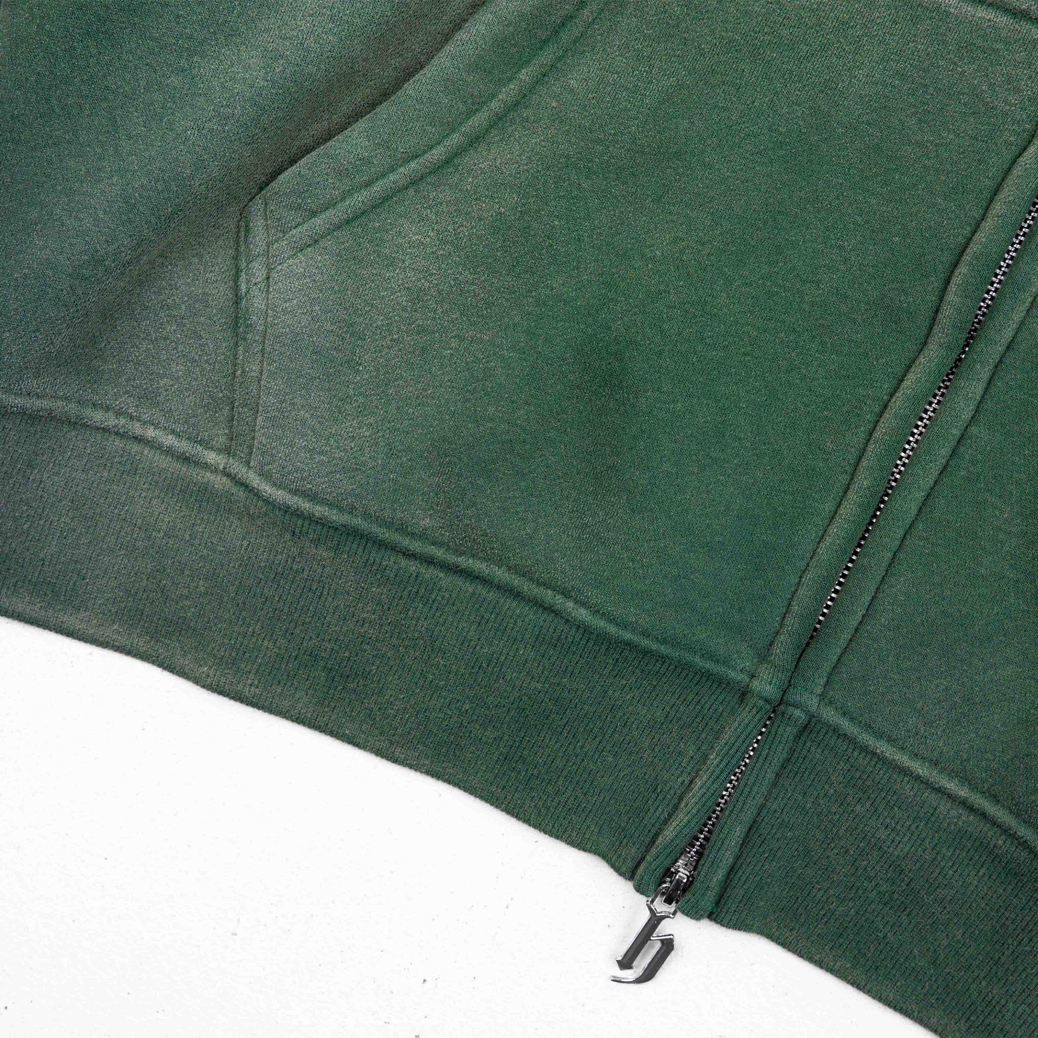Common Hype Cropped Fleece Zip Up Hoodie Forrest Green