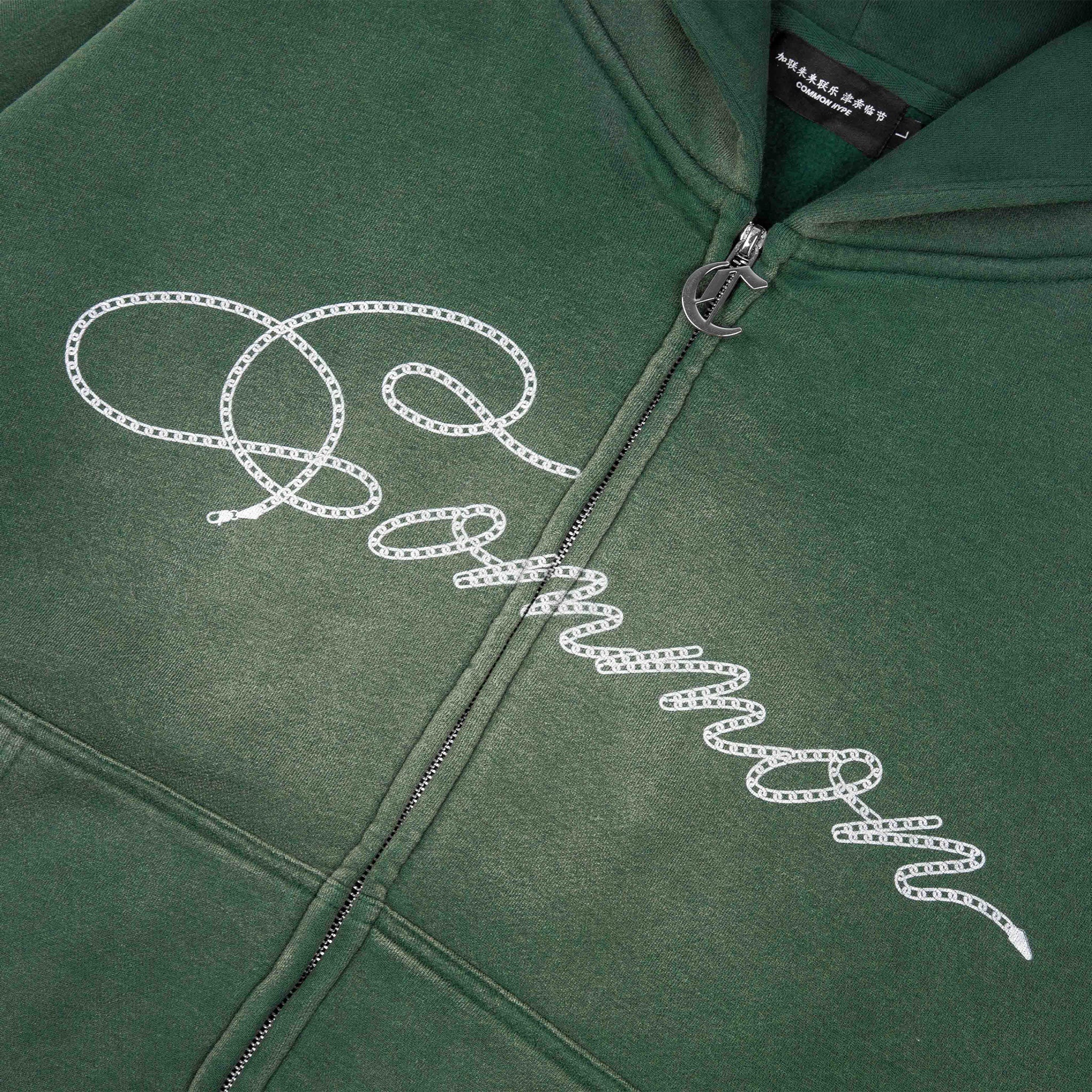 Common Hype Cropped Fleece Zip Up Hoodie Forrest Green
