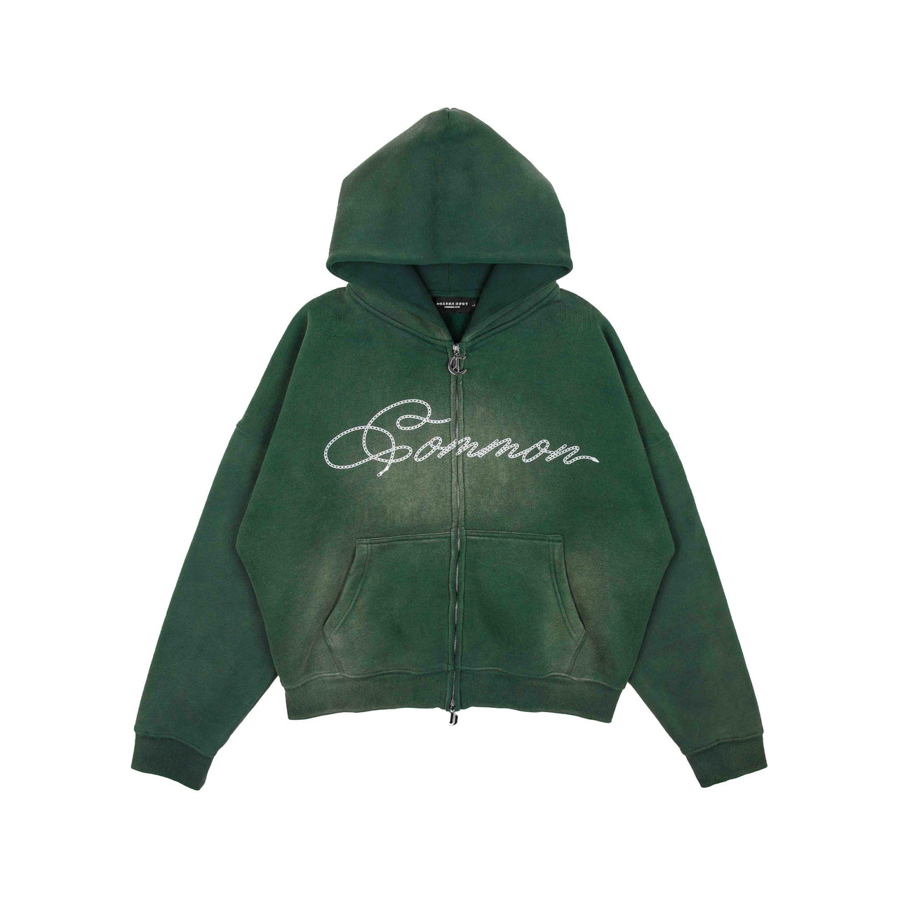 Common Hype Cropped Fleece Zip Up Hoodie Forrest Green