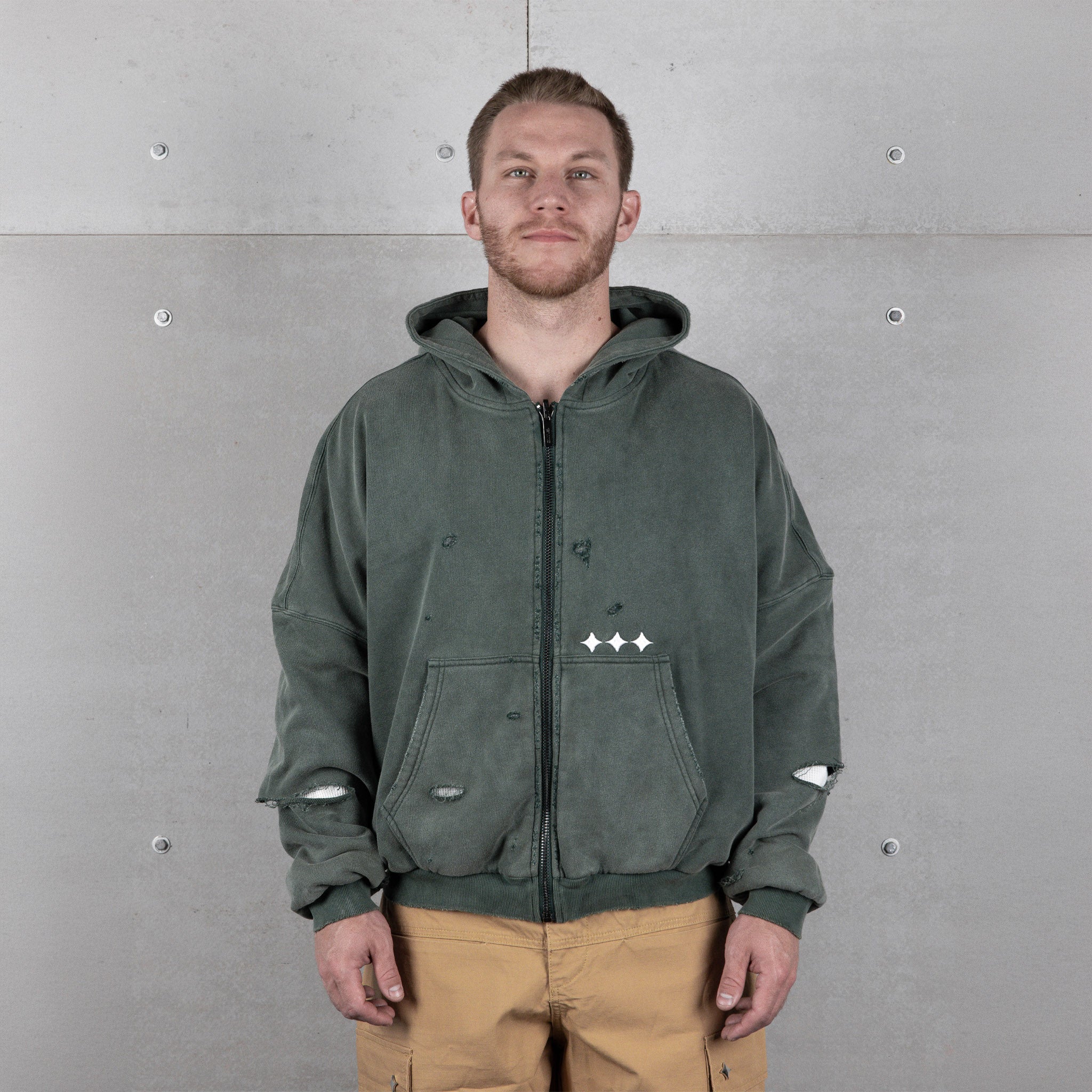 Commons Reversible Thermal Zip Up Faded Green/White