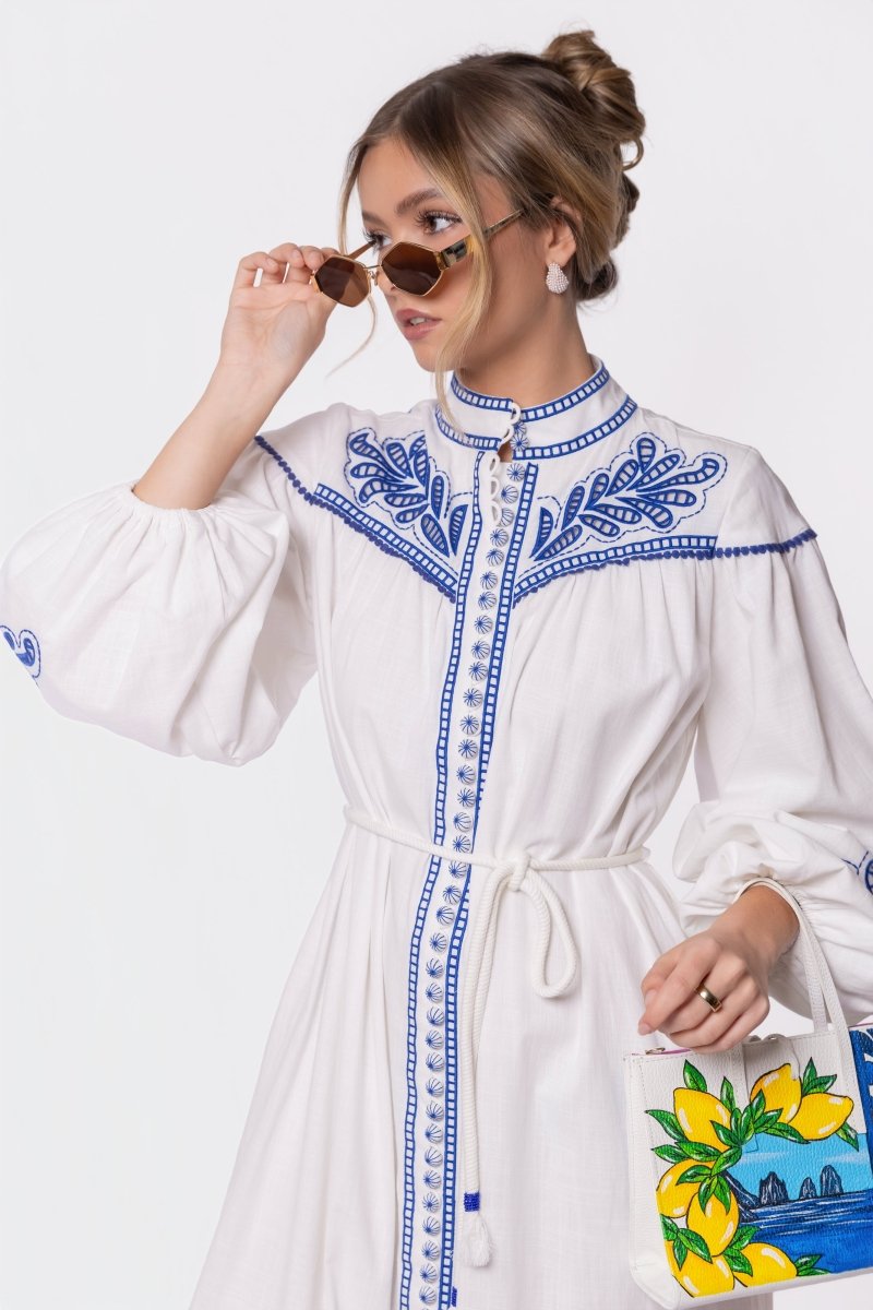 Allison Dress (White Blue)