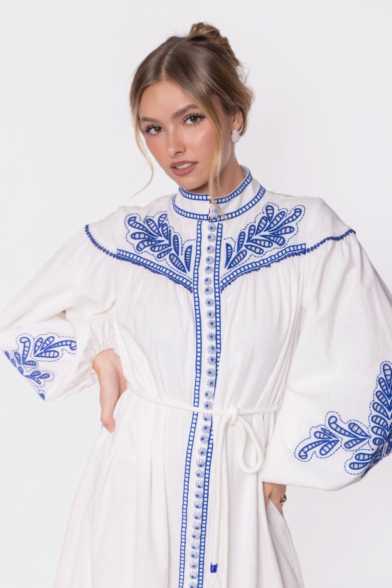 Allison Dress (White Blue)