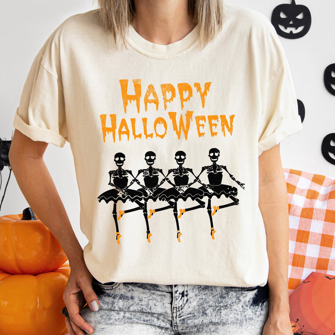 Happy Halloween Ballerinas Retro Halloween Dance Party Night Edition Comfort Colors Tee