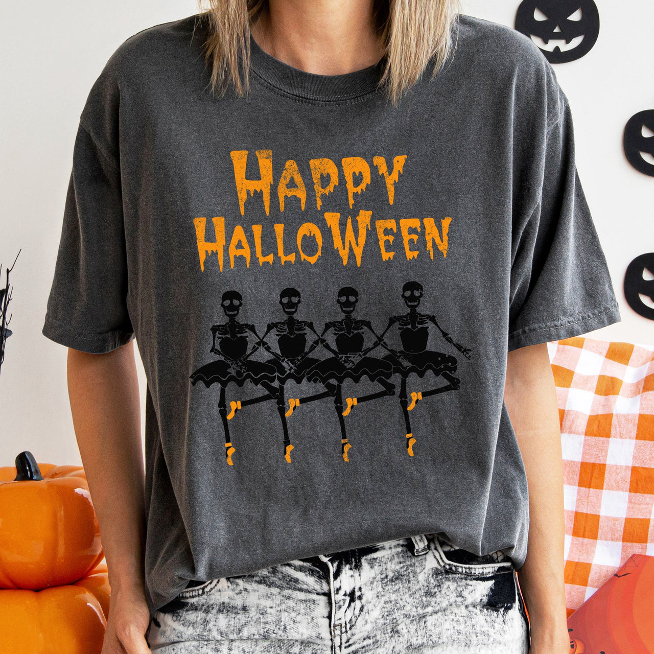 Happy Halloween Ballerinas Retro Halloween Dance Party Night Edition Comfort Colors Tee