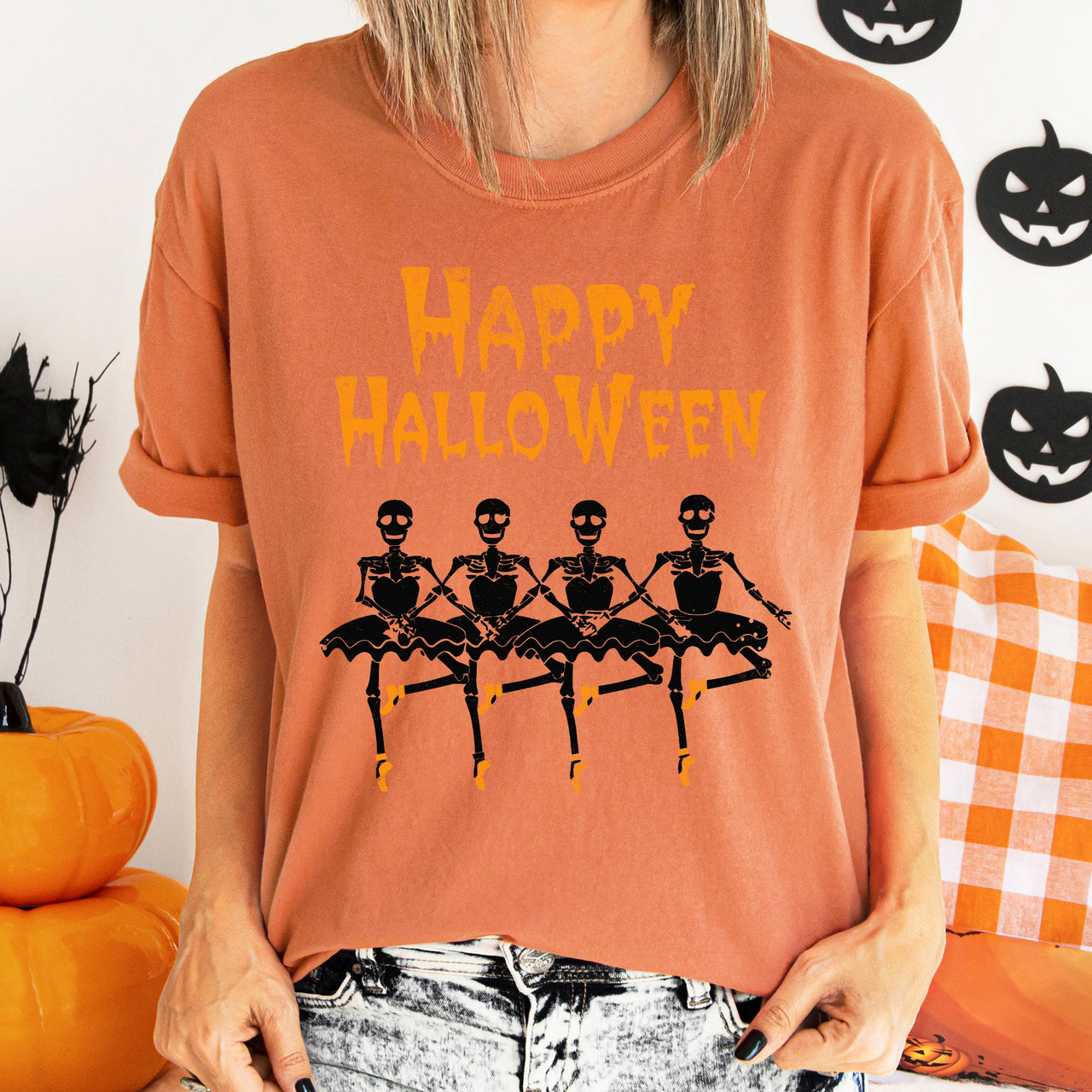 Happy Halloween Ballerinas Retro Halloween Dance Party Night Edition Comfort Colors Tee