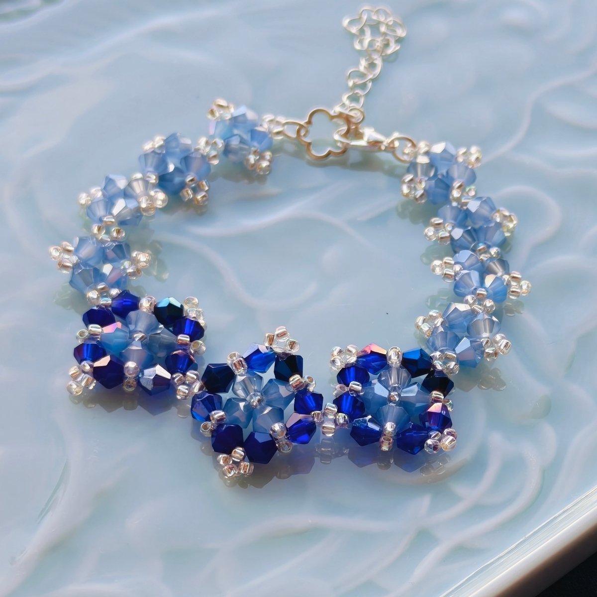 Handcrafted Crystal Floral Bracelet | Sparkling Statement Jewelry | Elegant Art-Inspired Accessory for Women (MAC348)