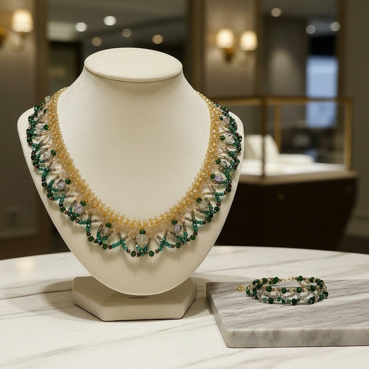 Handmade Woven Beaded Necklace | Glass Beads & Shell Pearls Choker | Intricate Seed Bead Art Necklace (MAC343)
