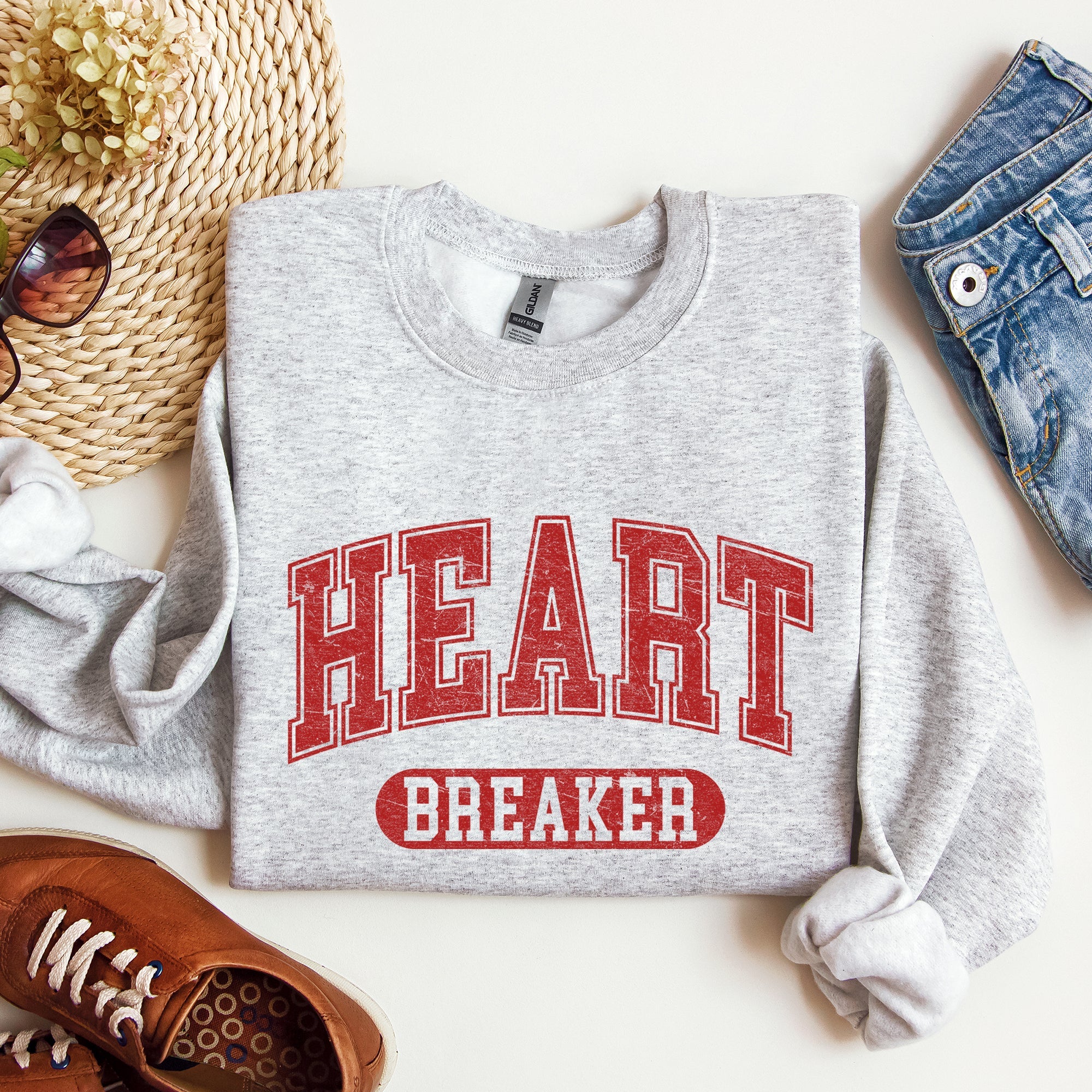 Heart Breaker Collegiate Love Valentine Edition Heartfelt Statement Forever Sweatshirt