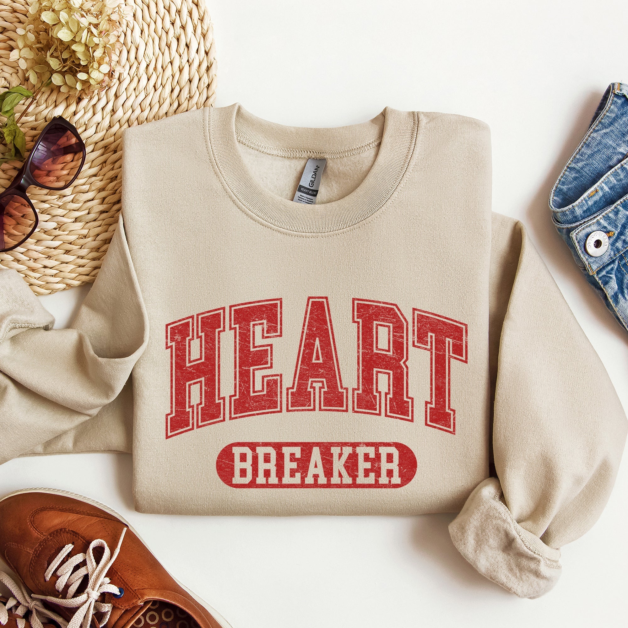 Heart Breaker Collegiate Love Valentine Edition Heartfelt Statement Forever Sweatshirt