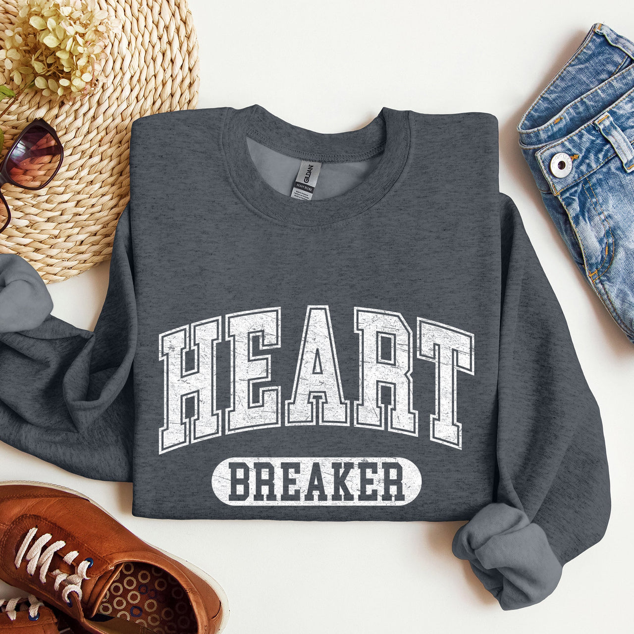 Heart Breaker Collegiate Love Valentine Edition Heartfelt Statement Forever Sweatshirt