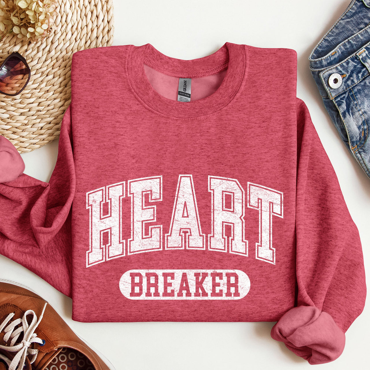 Heart Breaker Collegiate Love Valentine Edition Heartfelt Statement Forever Sweatshirt