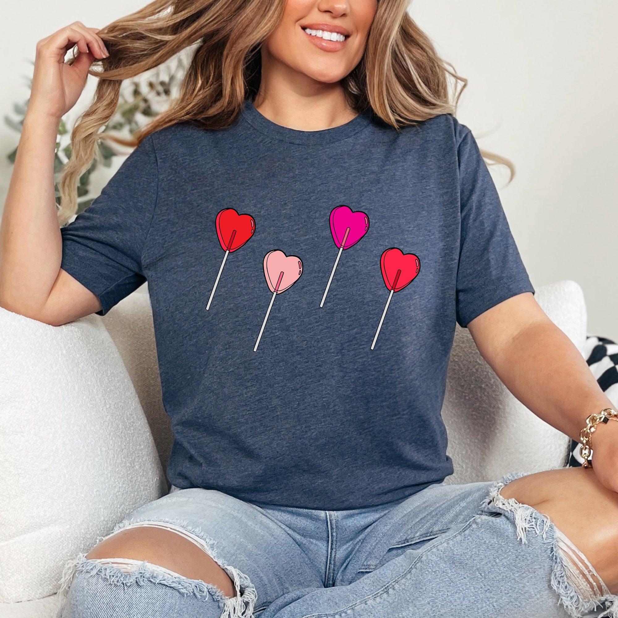 Valentine's Candy Lollipop Sweet Heart Cute Retro Style Illustration Graphic Tee