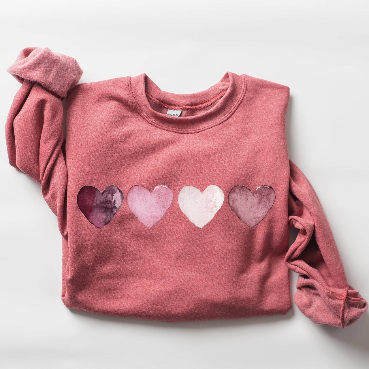 Valentine Hearts Retro Edition Graphic Love Motif Vintage Script Quote Sweatshirt