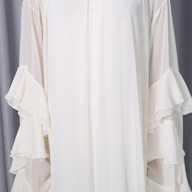 High Neck Ruffle Sleeve Dress(MS360)