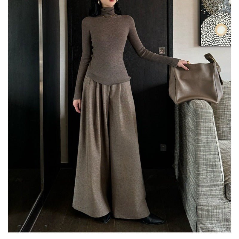 High Waist Wide Leg Trousers | Loose Fit Tailored Palazzo Pants(MS178)