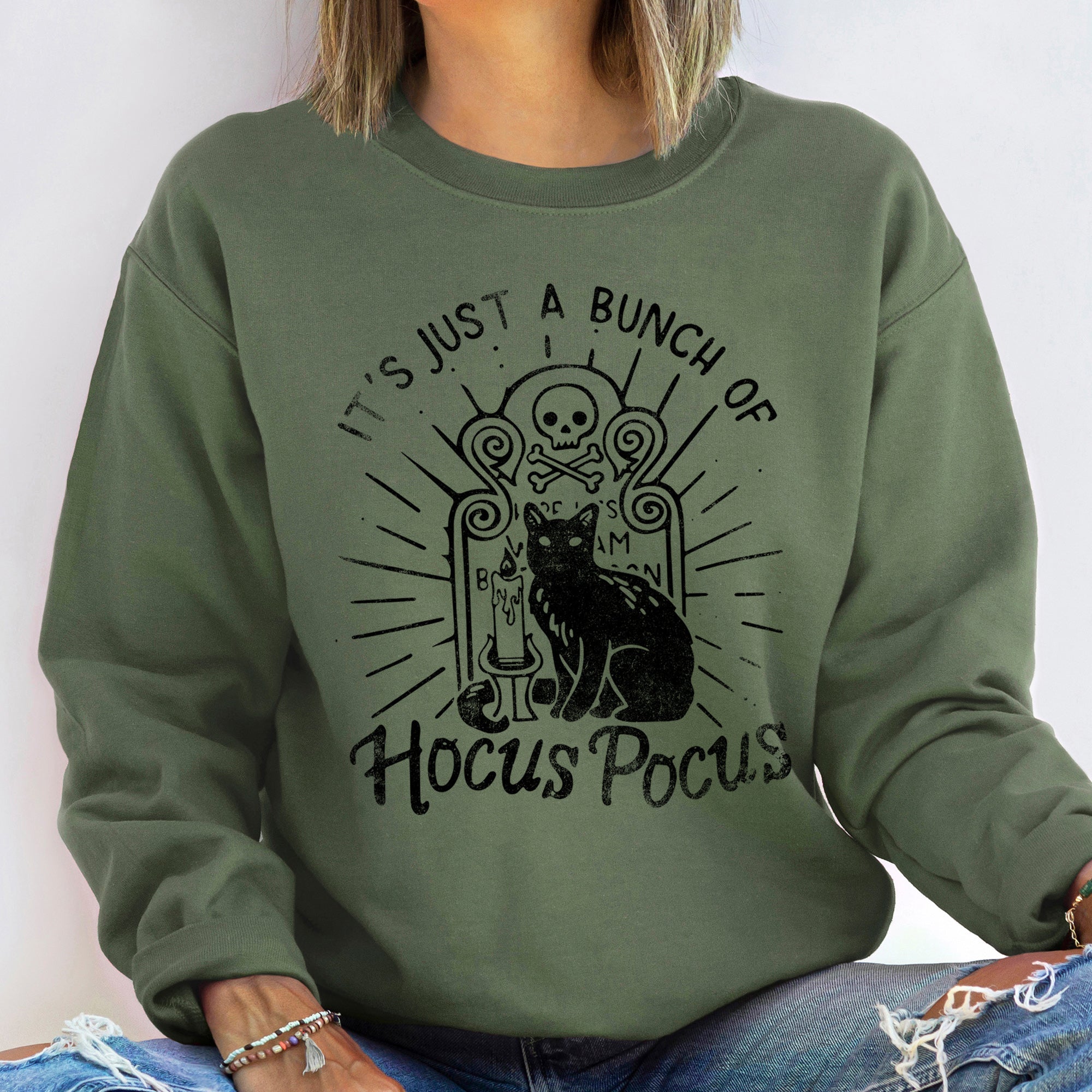 Bunch of Hocus Pocus Halloween Cozy Witchy Wishes Seasonal Graphic Comfort Edition Sweatshirt