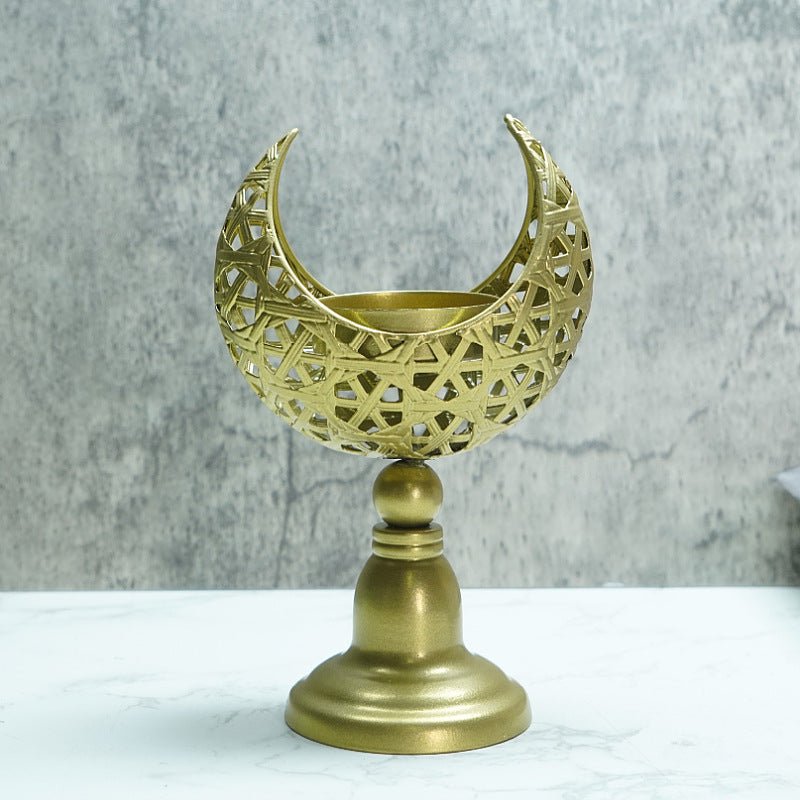 Hollow Moon Candle Holder – Iron Ramadan Decorative Accent (MAC379)