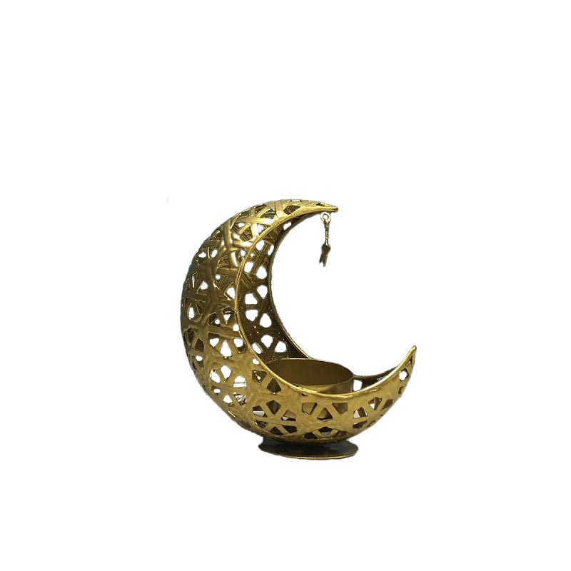 Hollow Moon Candle Holder – Iron Ramadan Decorative Accent (MAC379)