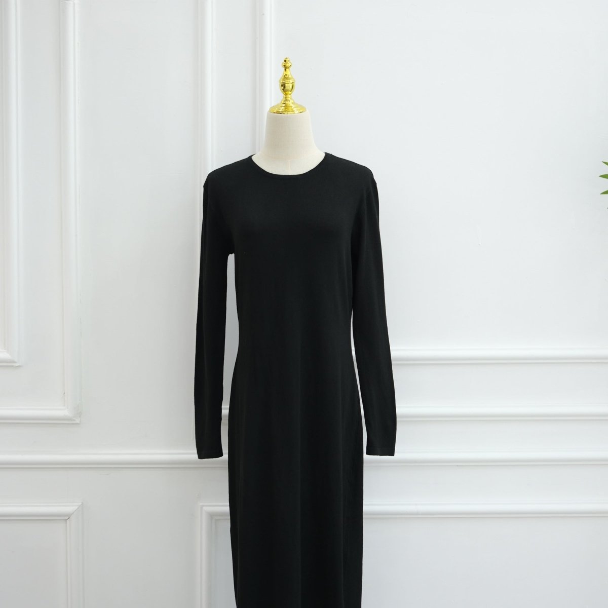 Hollow-Out Knit Open Abaya Cardigan with Waist Belt(MOA315)