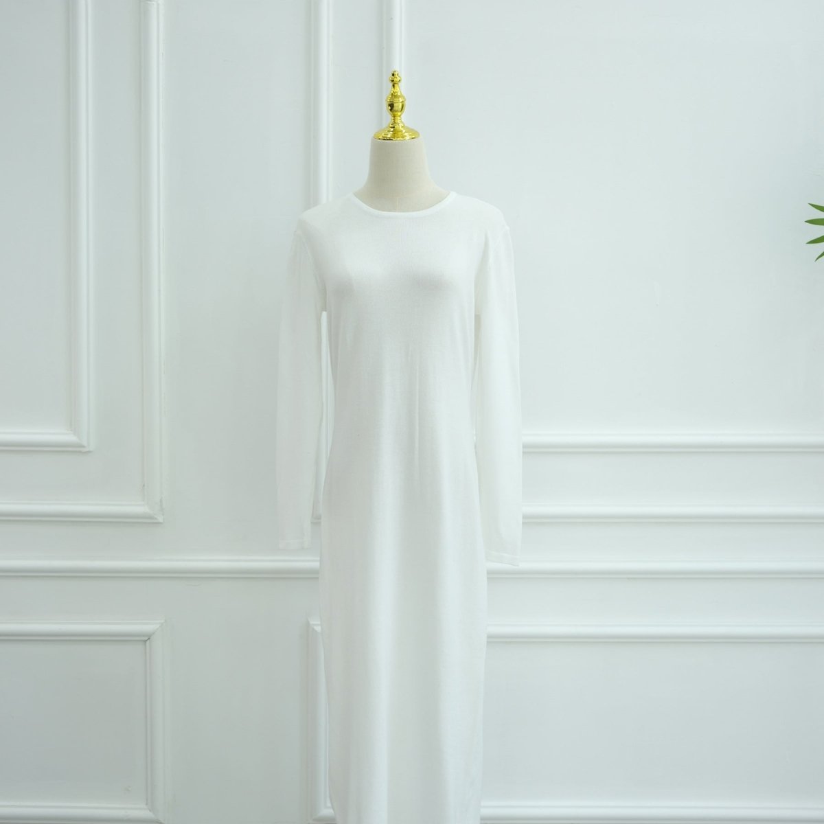 Hollow-Out Knit Open Abaya Cardigan with Waist Belt(MOA315)