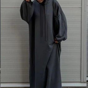 Hooded Sweatshirt Abaya | Hoodie Abaya With Pockets (MA125)